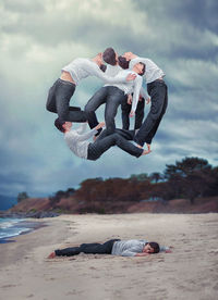People on skateboard on land