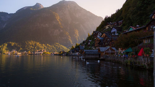 River with built structures in distance