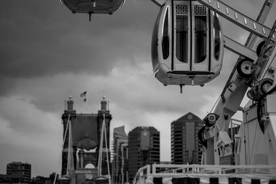 Skywheel ferris wheel against city skyline 