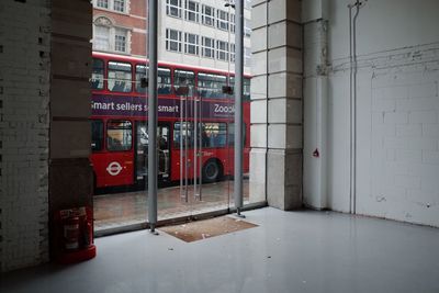 Closed door of building