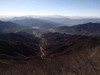 Scenic view of mountains against sky