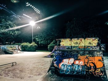 Illuminated street lights at night