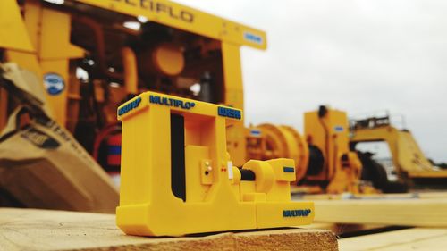 Close-up of yellow toy car