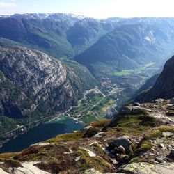 Aerial view of mountains against sky