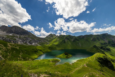 Scenic view of mountains against sky