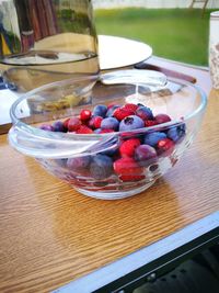 High angle view of dessert on table