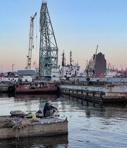 Boats in harbor