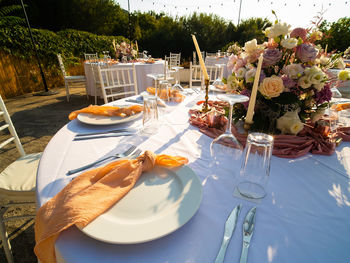 High angle view of food on table