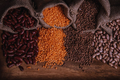 High angle view of spices on table