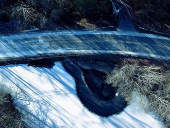 High angle view of frozen lake