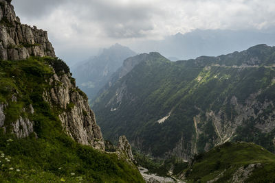 Scenic view of rocky mountains against sky