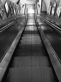 High angle view of escalator