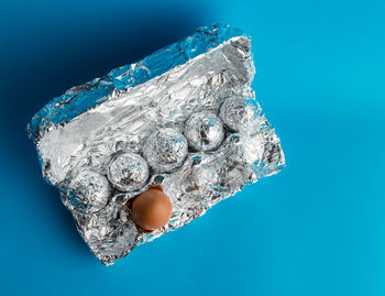 Close-up of ice cream against blue background