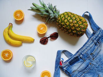 High angle view of fruits on table