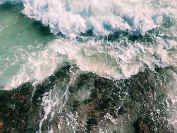 High angle view of sea waves