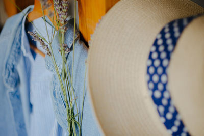 Close-up of hat against plants