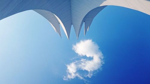 Low angle view of building against blue sky