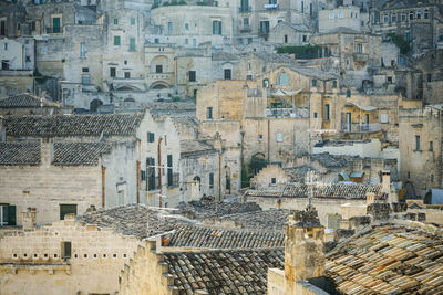 High angle view of buildings in town