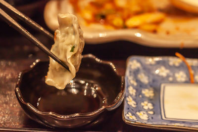 Close-up of ice cream on table