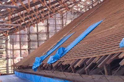 Close-up of roof against blue sky