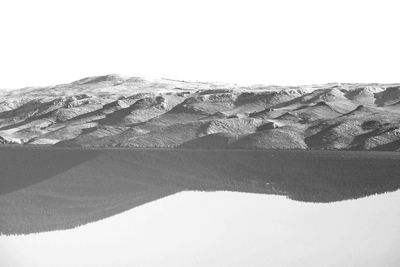 Scenic view of snow mountains against clear sky