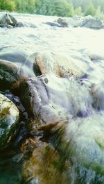 Water flowing through rocks