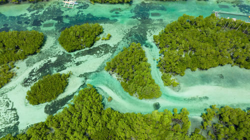 Islands in a beautiful lagoon. tropical landscape. bantayan island, philippines.