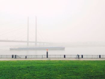 View of bridge over lake