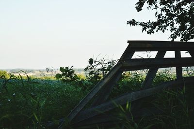 Scenic view of field against clear sky