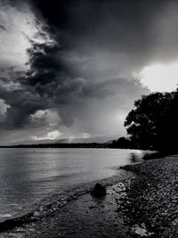 Scenic view of sea against cloudy sky