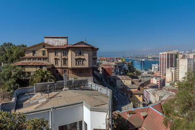 View from the city hill concepcion to the city of valparaiso, chile