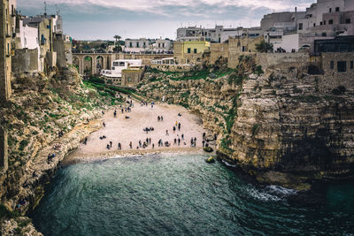 High angle view of buildings in city