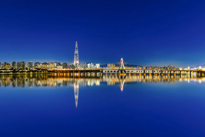 Scenic view of sea against sky at night