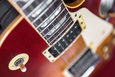 High angle view of guitar