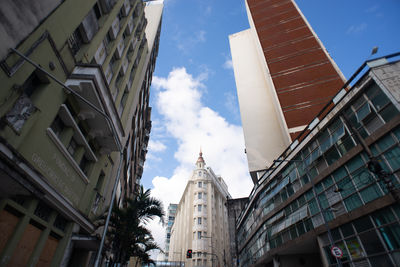 Low angle view of skyscrapers against sky
