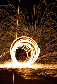 Light painting on fire at night