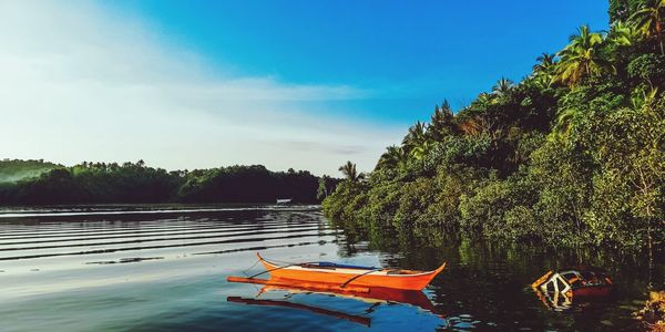 Scenic view of lake against sky