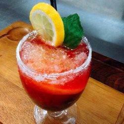 High angle view of cocktail in glass on table