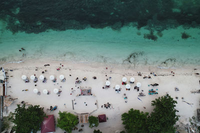 High angle view of people on beach