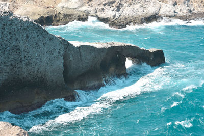 Rock formation in sea