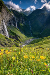 Scenic view of mountains against sky