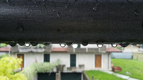 Close-up of water drops on glass