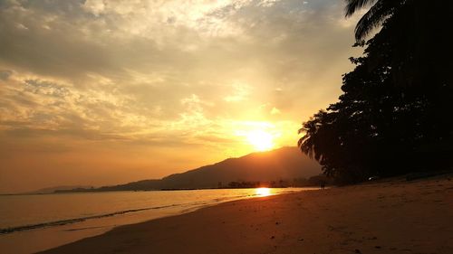 Scenic view of sunset over sea