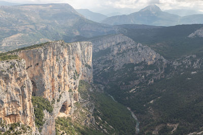 High angle view of landscape and mountains