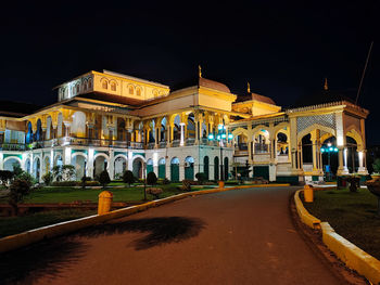 Illuminated building at night
