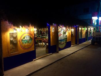 View of illuminated city at night