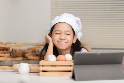 Portrait of cute girl at home