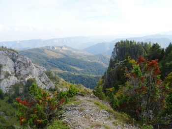 Scenic view of mountain range against sky