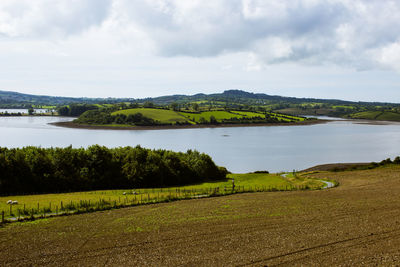 Scenic view of lake against sky,northern ireland