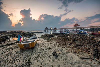 View of boats at beach